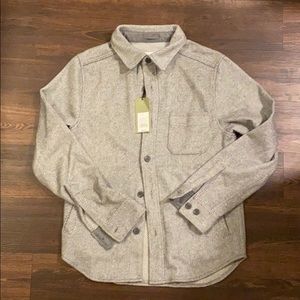 Gray striped button down sweater/fleece